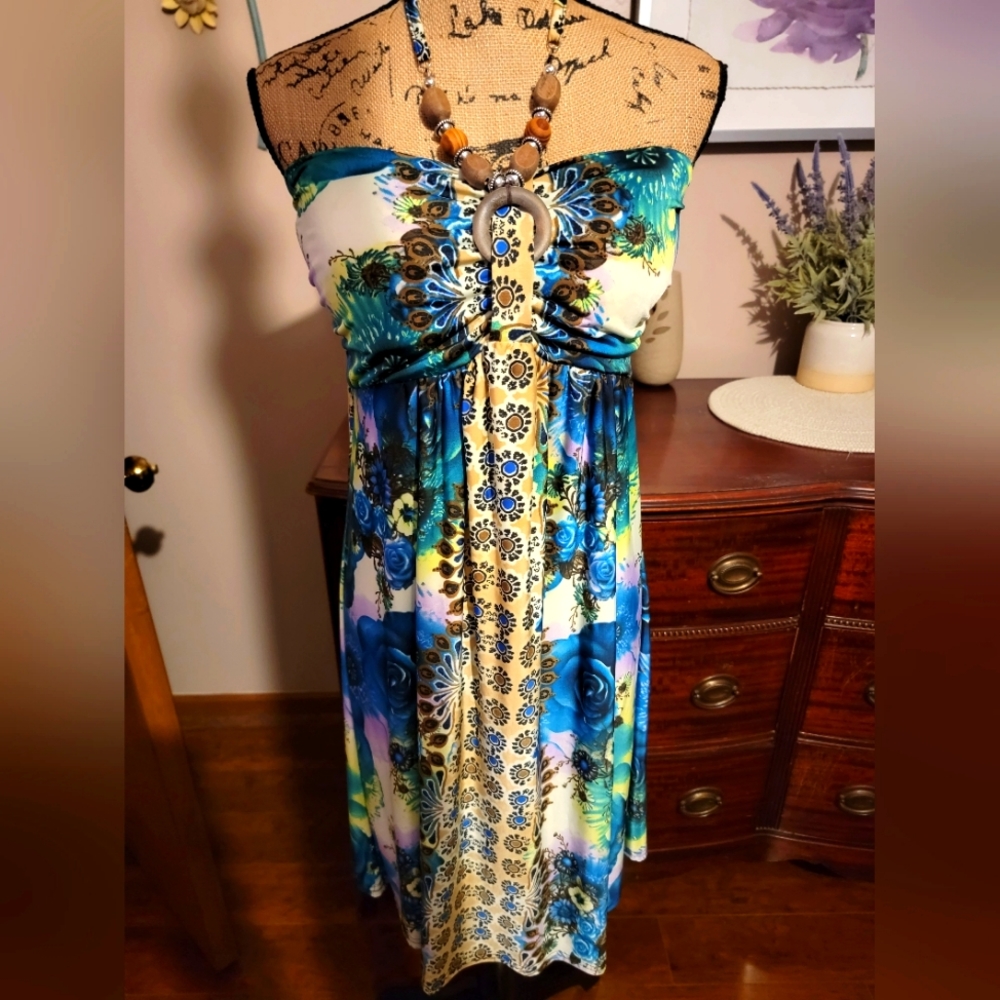 Beautiful Tropical Print Halter Dress by 808 Wearz ~ Designed In Hawa…
